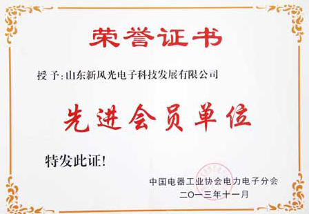 德信手机官方网站电子公司荣获中国电器工业协会电力电子分会“先进